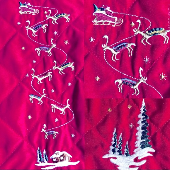 Vintage DESERT HEAT Quilted Jacket Christmas Embroidery Red Medium Women’s - Picture 2 of 16